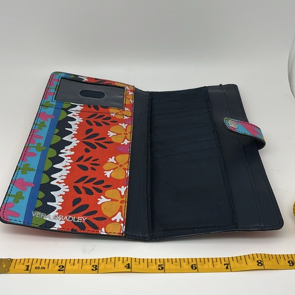 Vera Bradley Rio Stripe Slim Trifold Colorful ID Faux Leather Coin Pocket Wallet - Picture 6 of 7